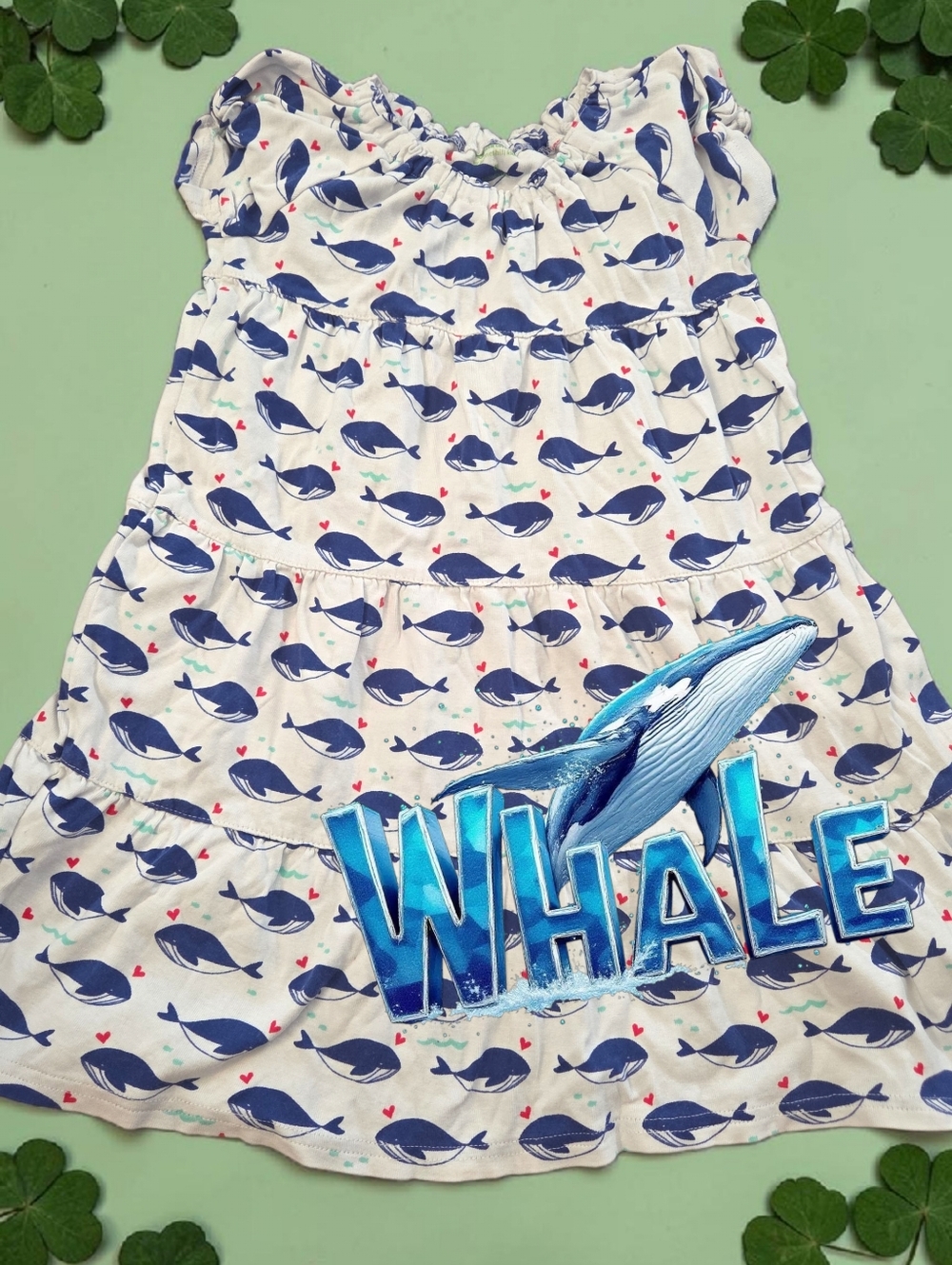 *1148 whale cotton dress Girls size 6